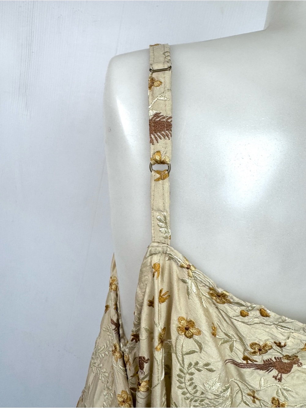 Beige Floral Midi Sundress with Adjustable Straps - Picture 6 of 14